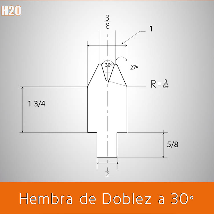 Dado doblez hembra