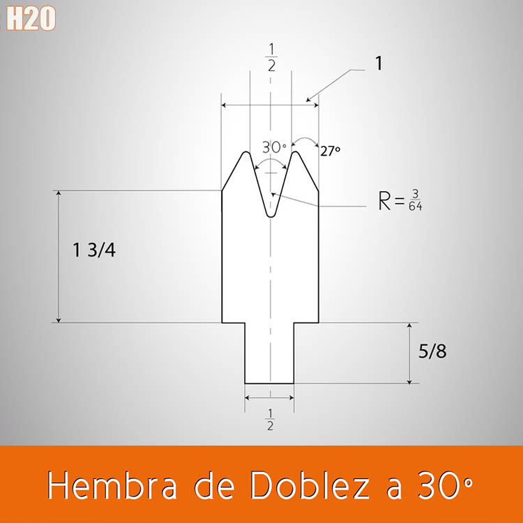 Dado doblez hembra